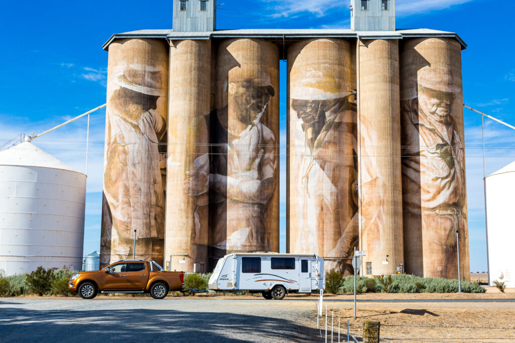 The painted silos at Brim Victoria -part of the Victorian Silo Art Trail