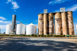 The painted art silos at Brim Victoria