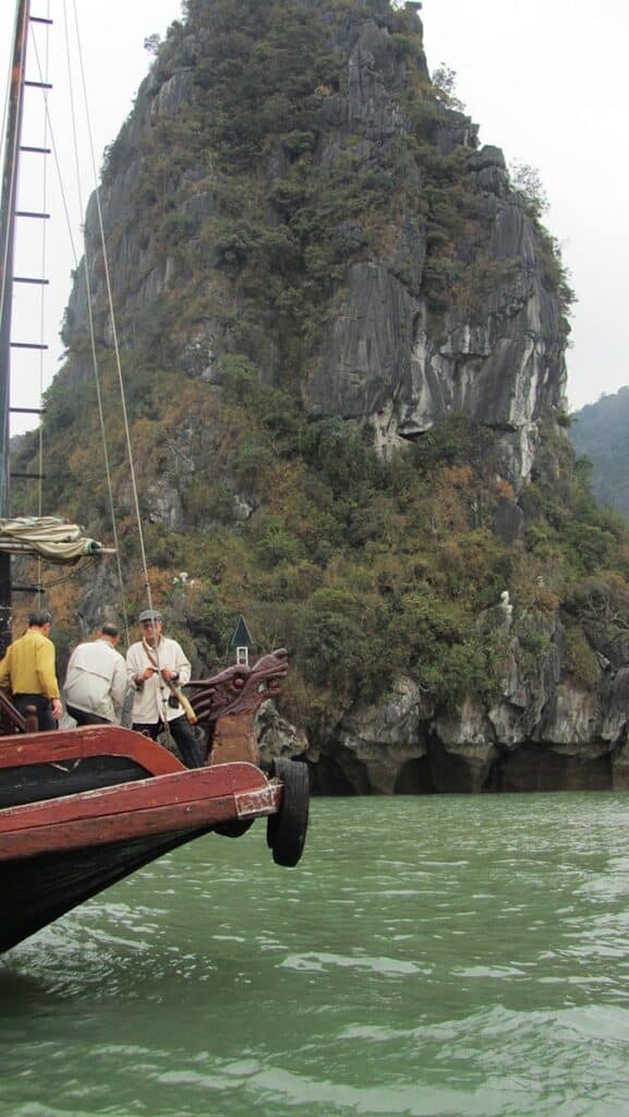 The only complaint we had about the trip through Halong Bay was the weather - overcast and a bit misty at times.