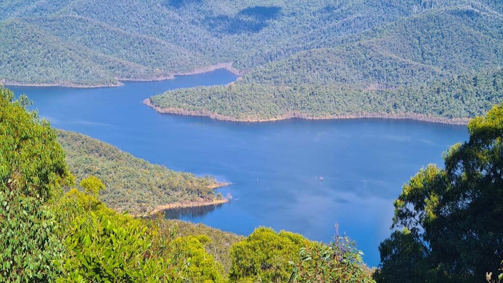 The Thomson Dam taken from the Cast Iron Point lookout