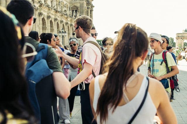 Tour guide with group