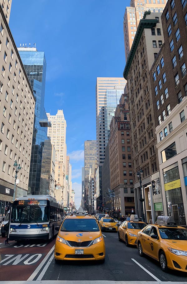 Taxis in a street