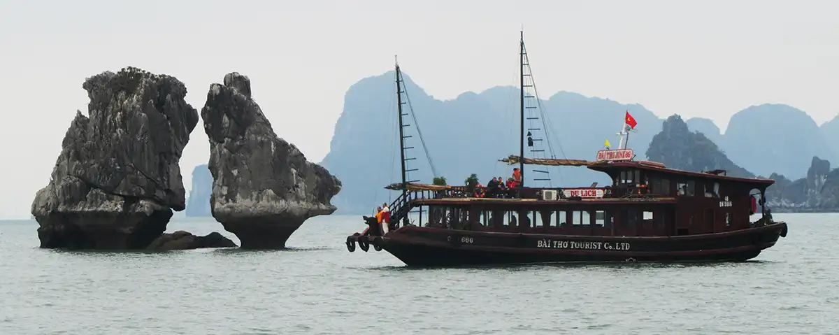 Halong Bay - Just Cruising 2 2 Commonly known as "the chickens" these two towering limestone rock formations are amongst the many in Halong Bay, Vietnam